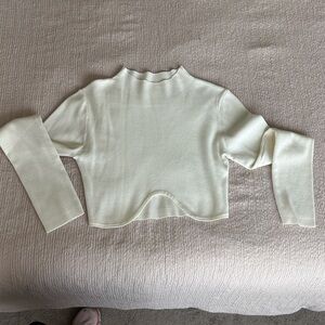 Cream Long Sleeve Cropped Sweater